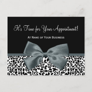 Elegant Grey Leopard Salon Appointment Reminder Postcard