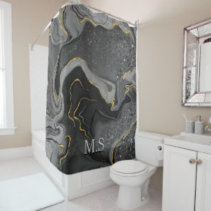 Elegant grey marble art faux gold glitter