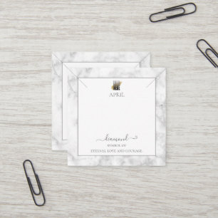 Elegant Grey Marble Birthstone Necklace Display  Square Business Card