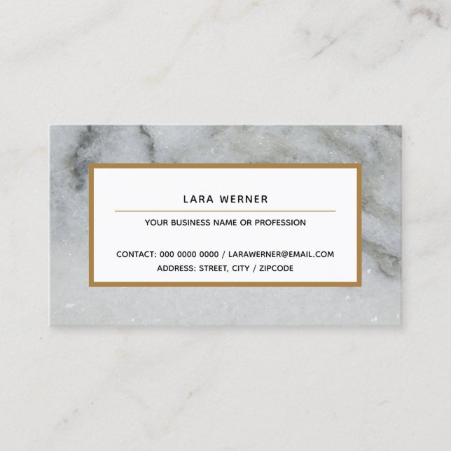 elegant grey marble rectangular shape professional business card (Front)