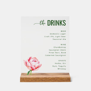 Elegant Grey Minimalist Beverage Menu Acrylic Sign
