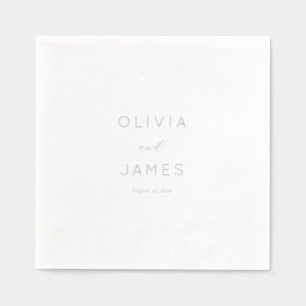 Elegant Grey Minimalist Calligraphy Foil Napkins