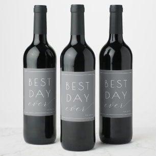 Elegant Grey Minimalist Celebration Wine Label