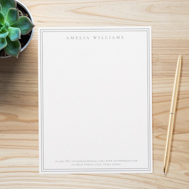 Elegant Grey Minimalist Two Border Letterhead (Creator Uploaded)