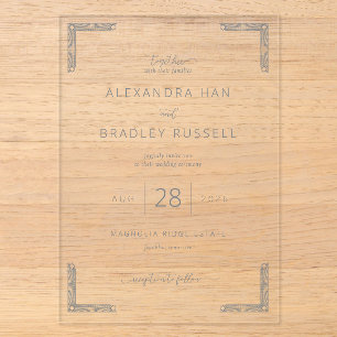 Elegant Grey Minimalist Wedding Acrylic Invitations