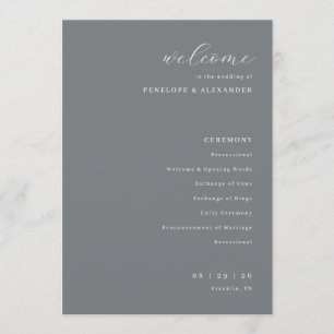 Elegant Grey Minimalist Wedding Ceremony Program