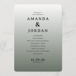 Elegant Grey Minimalist Wedding Program