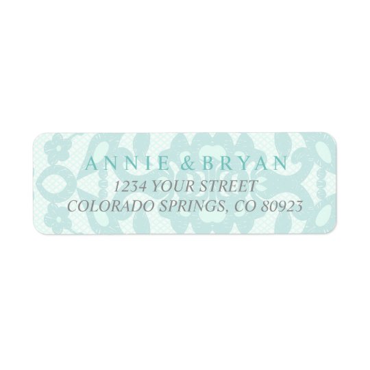 Elegant Grey & Mint Lace Return Address Label