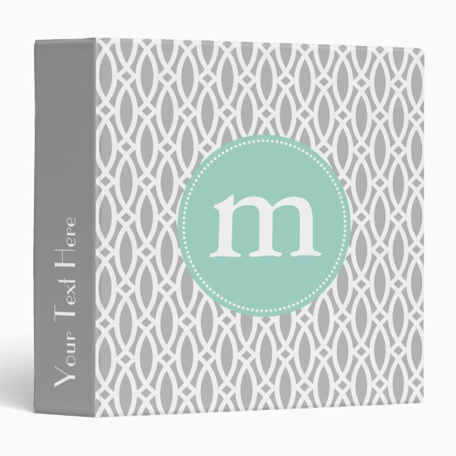 Elegant Grey Modern Trellis Personalized Binder (Front/Spine)
