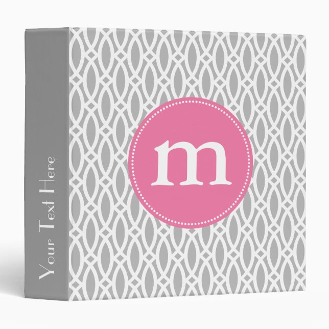 Elegant Grey Modern Trellis Personalized Binder (Front/Spine)