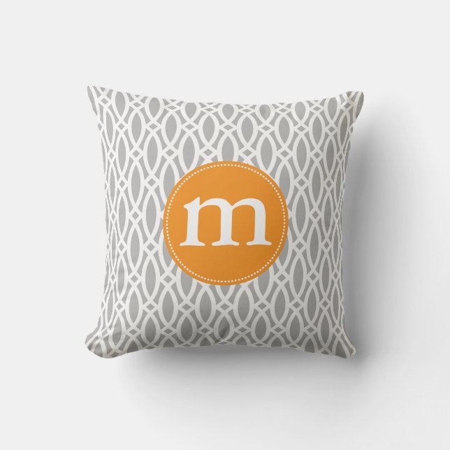 Elegant Grey Modern Trellis Personalized Throw Pillow (Front)