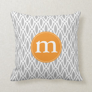 Elegant Grey Modern Trellis Personalized Throw Pillow