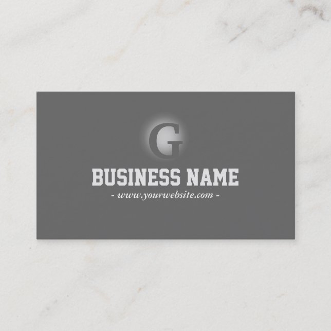 Elegant Grey Monogram Business Card (Front)