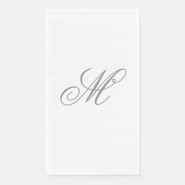 Elegant Grey Monogram Initial  Napkin (Front)