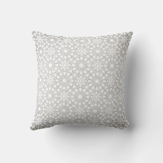Elegant Grey Moroccan Geometric Pattern Throw Pillow
