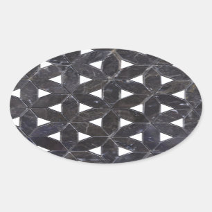 elegant Grey Mosaic flower of life Tile pattern Oval Sticker