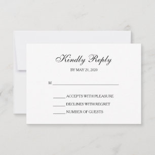 Elegant Grey   Noir   Cartes RSVP blanches