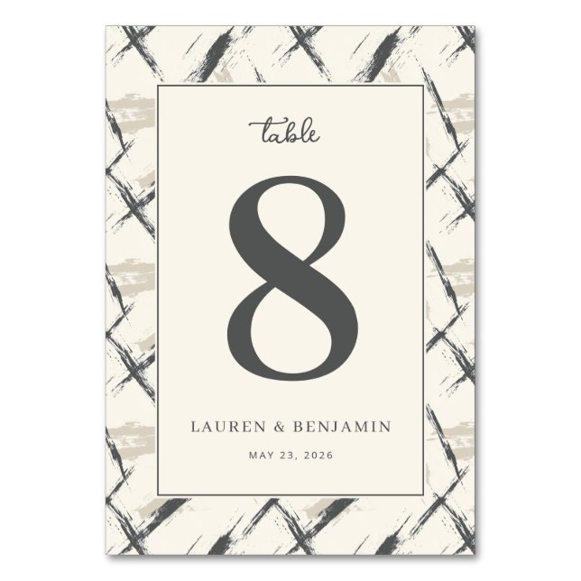 Elegant Grey Number Eight Table Number (Front)