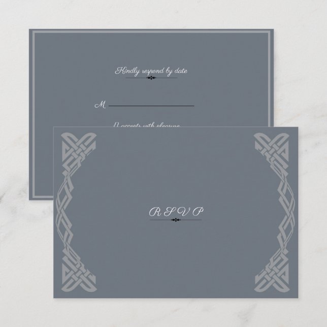 Elegant Grey on Grey Geometric RSVP Card (Front/Back)