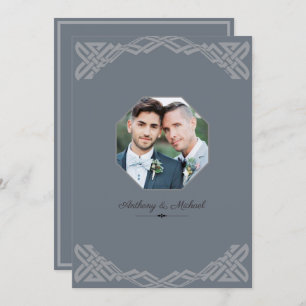 Elegant Grey on Grey,  Photo Wedding Invitation