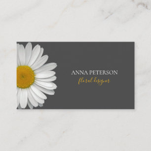 Elegant Grey Orange Daisy Flower Business Card