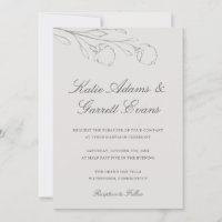 Elegant Grey Pencil Sketch Flowers Wedding