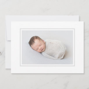 Elegant Grey Photo Birth  Announcement