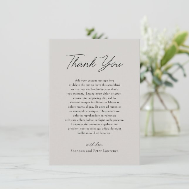 Elegant Grey Photo Classic Wedding Thank You Card (Standing Front)