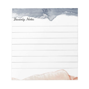 Elegant Grey & Pink Personalized Lined Water Colou Notepad