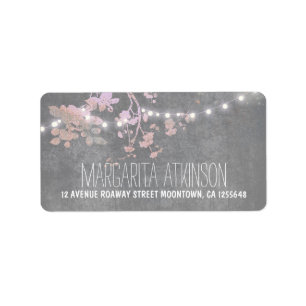 elegant grey pink string lights address labels