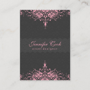 Elegant Grey & Pink  Vintage Floral Damasks 2a Business Card