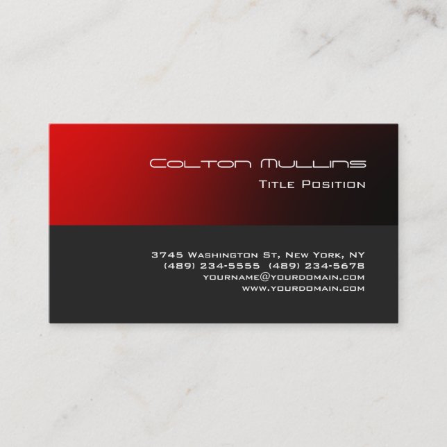 Elegant Grey Red Modern Impressive Trendy Business Card (Front)