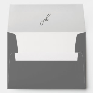 Elegant Grey Script Monogram Wedding Envelope