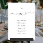 Elegant Grey Script Table Number 9 Seating Chart<br><div class="desc">These elegant grey and white signature script double-sided table number 9 seating chart cards are perfect for all celebrations. Designed by Thisisnotme©</div>
