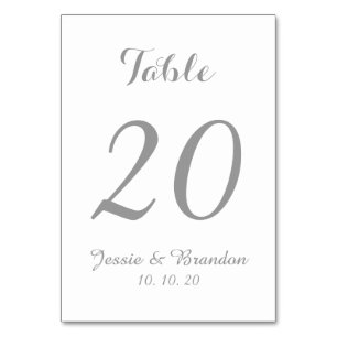 Elegant Grey Script Wedding Table Number Card