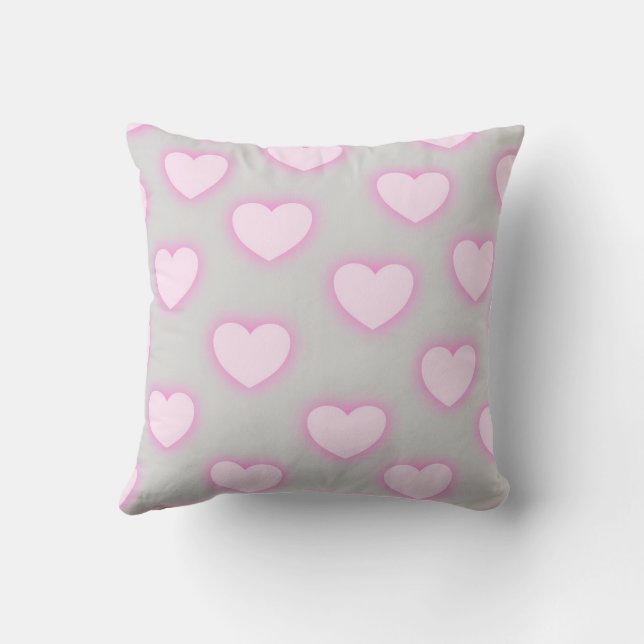 Elegant Grey Shine Modern Romantic Chic Heart  Throw Pillow (Back)