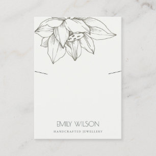 ELEGANT GREY SILVER LOTUS SIMPLE NECKLACE DISPLAY BUSINESS CARD