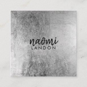 Elegant grey silver modern square minimalist black business card