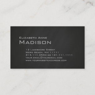 Elegant Grey Slate Chalkboard Monogram Classic Business Card