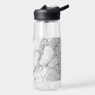 Elegant Grey "Slate Whisper Stream" Marble Texture Water Bottle