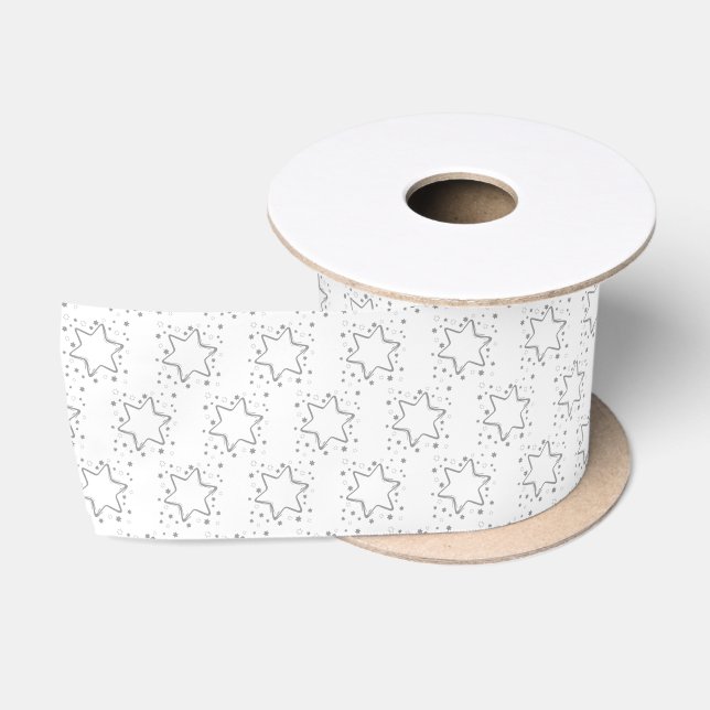 Elegant Grey Stary White Christmas Satin Ribbon (Spool)