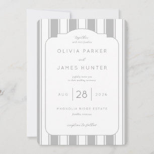 Elegant Grey Striped Wedding Invitation