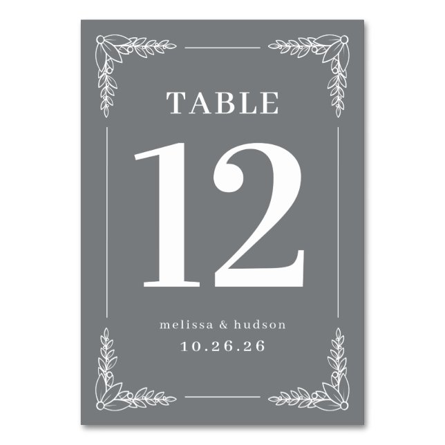 Elegant Grey Table Number (Front)