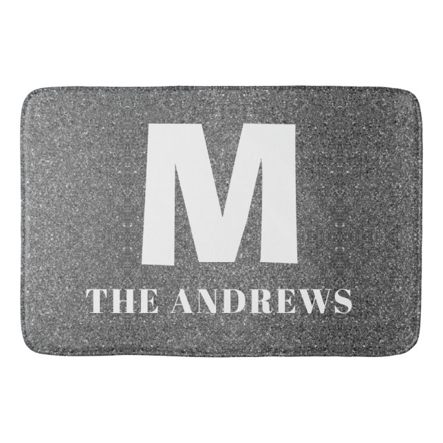 Elegant grey Tan Custom Monogram Initial  Doormat Bath Mat (Front)