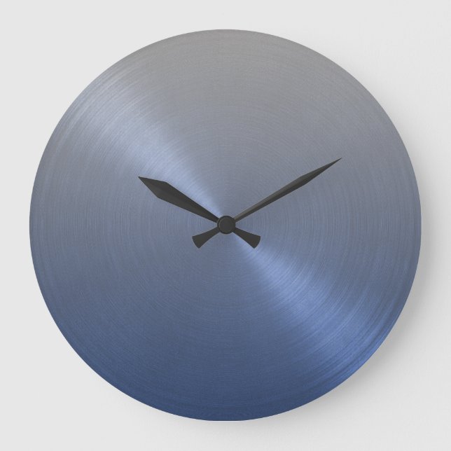 Elegant Grey to Blue Ombre Gradient Large Clock (Front)