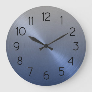 Elegant Grey to Blue Ombre Gradient Large Clock