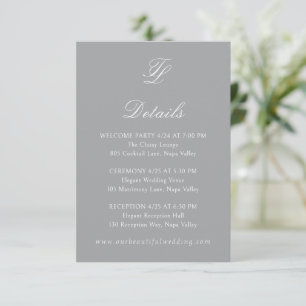 Elegant Grey Traditional Wedding Enclosure Card
