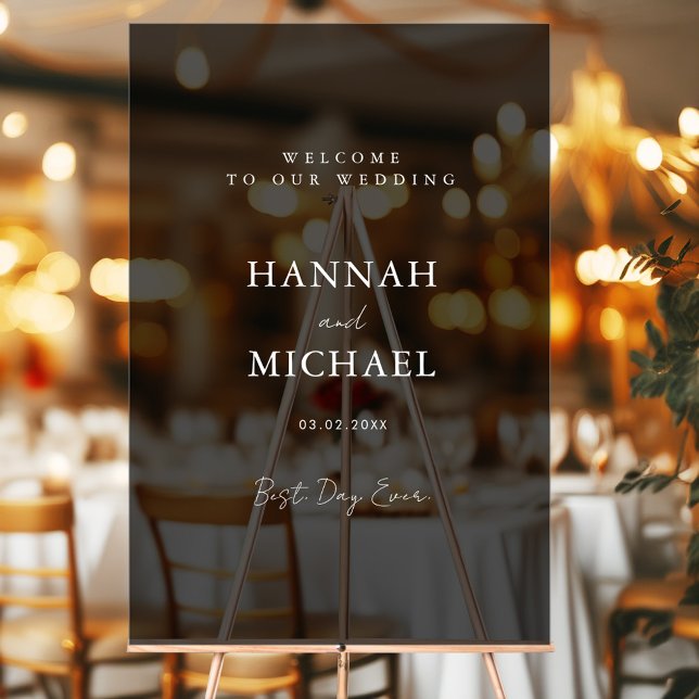 Elegant, Grey-Transparent, Minimal, Wedding Acrylic Sign (Creator Uploaded)