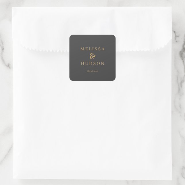 Elegant Grey Typographic Thank You Square Sticker (Bag)