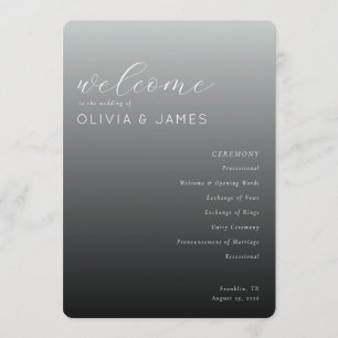 Elegant Grey Wedding Ceremony Schedule Program